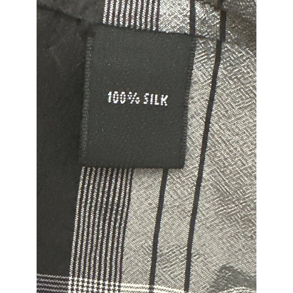 Josephine Chaus 10P Vintage Silk Plaid Blouse Black Gray Uptown Archivist Style - Picture 9 of 11